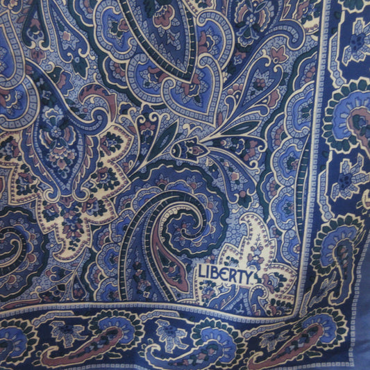 Liberty of London Silk Scarf Blue Paisley - 26" Square - 5509