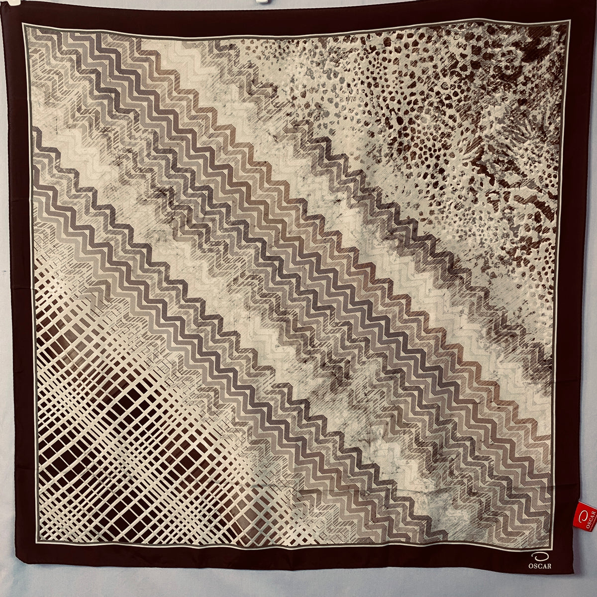 Oscar de la Renta Vintage Silk Scarf - Abstract Animal Print - 34" Square