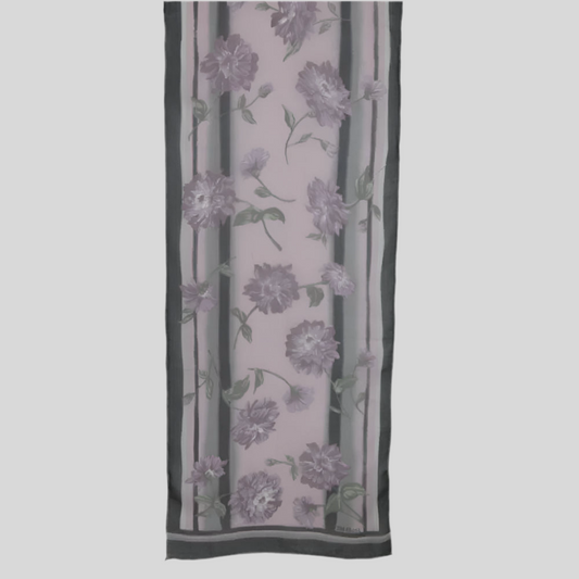 Bill Blass Floral Chiffon Silk Scarf - Long - SKU 4407
