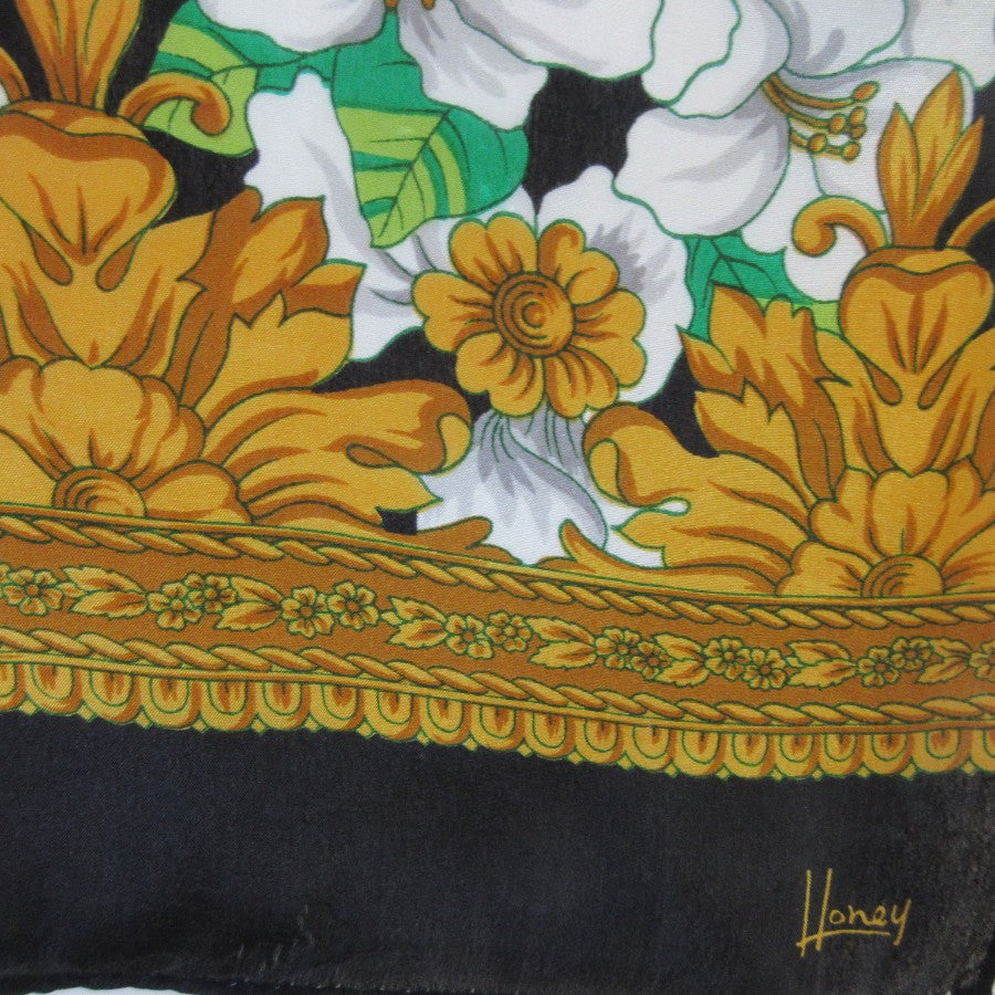Honey Floral Silk Scarf - Long - 5318