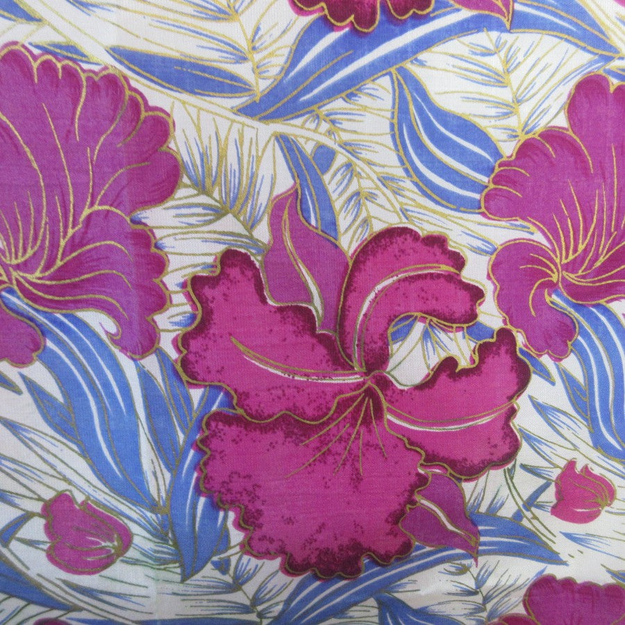 Thai Orchids Floral Silk Scarf - Square – 5322