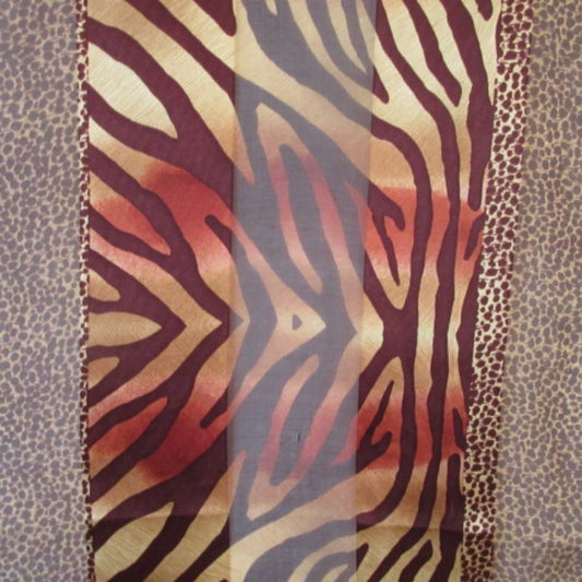 Animal Print Design Silk Scarf - Long - 5323