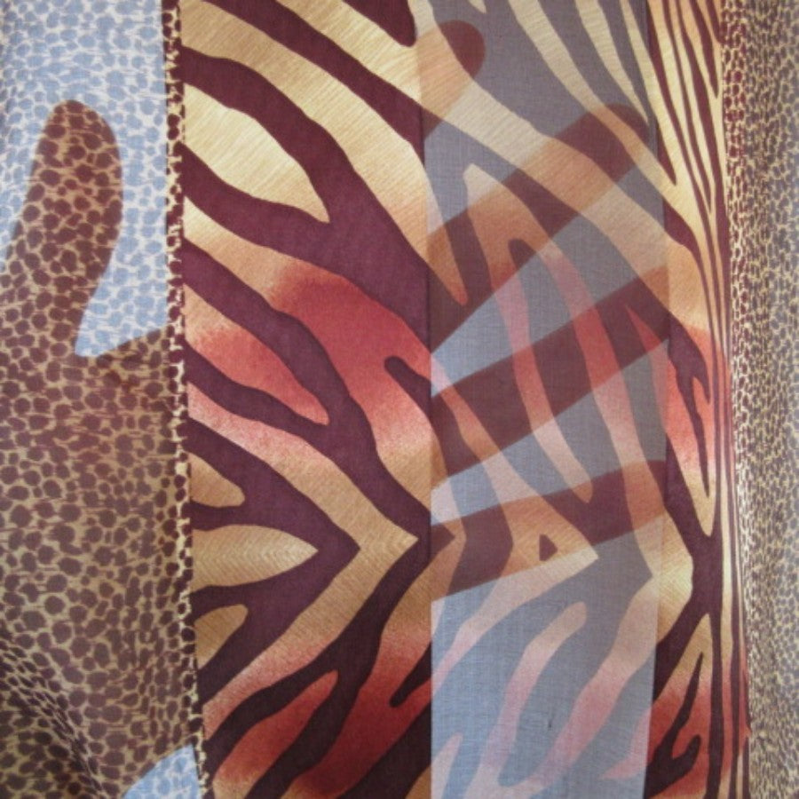 Animal Print Design Silk Scarf - Long - 5323