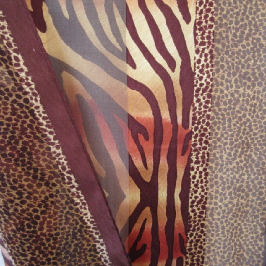 Animal Print Design Silk Scarf - Long - 5323