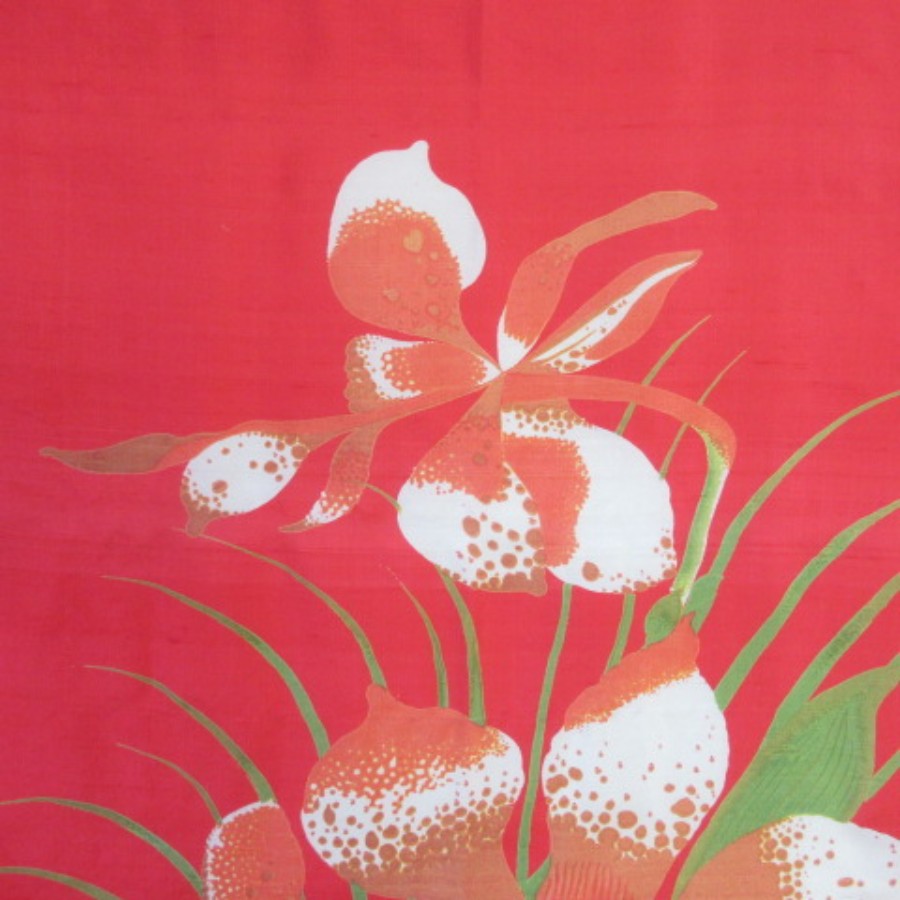 Thai Floral Design Silk Scarf - Square - 5325