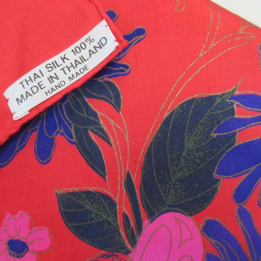 Thai Floral Design Silk Scarf - Square - 5327