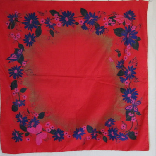 Thai Floral Design Silk Scarf - Square - 5327