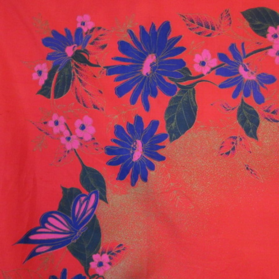 Thai Floral Design Silk Scarf - Square - 5327