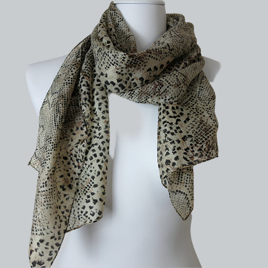 Lightweight Mod Animal Print Silk Scarf - Long - 5519
