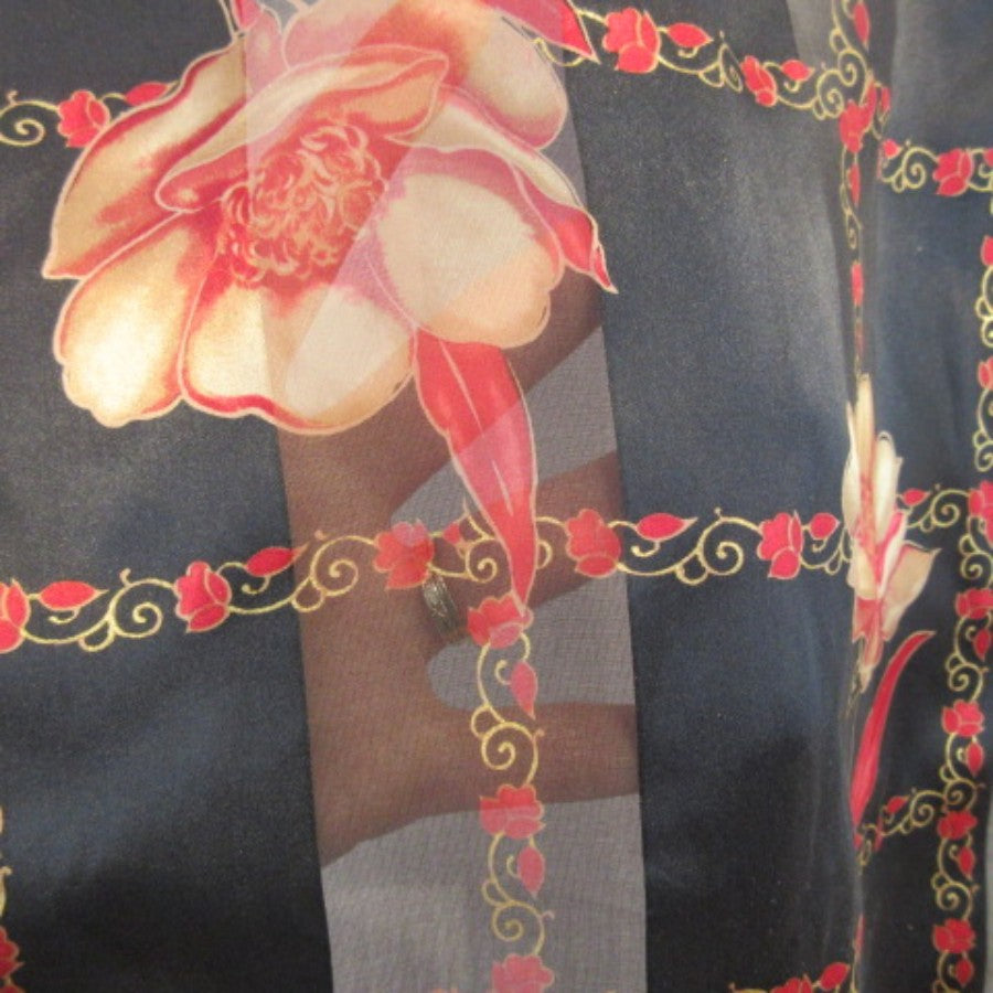 Roses Floral Silk Scarf - Long - 5338
