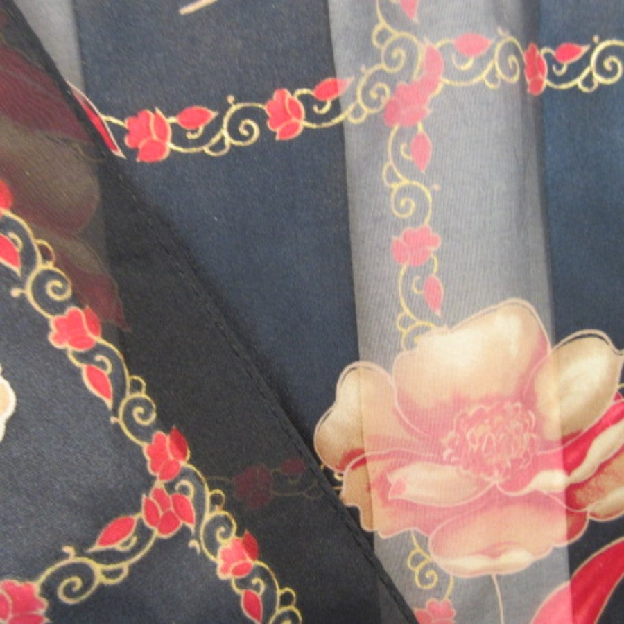 Roses Floral Silk Scarf - Long - 5338