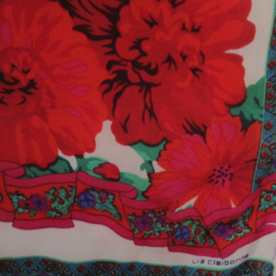 LIZ CLAIBORNE Silk Scarf - Floral - 10" x 51" Long - 5339