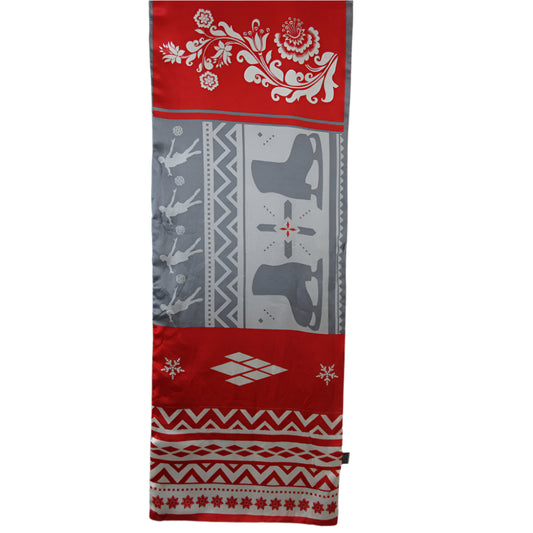 Winter Sports Reversible Silk Scarf - Long - 5523