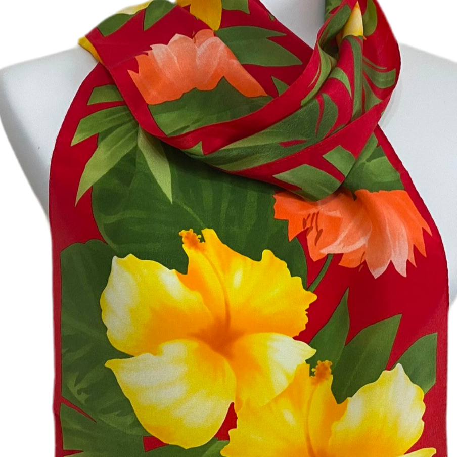 Adrienne Vittadini Floral Silk Scarf - Long - 5116