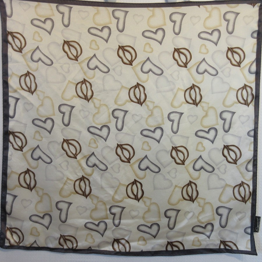 CEJON Hearts Lips Novelty Silk Scarf - 21" Square - 5372