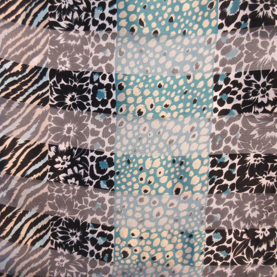 Animal Print Floral Polyester Scarf - Long - 5373