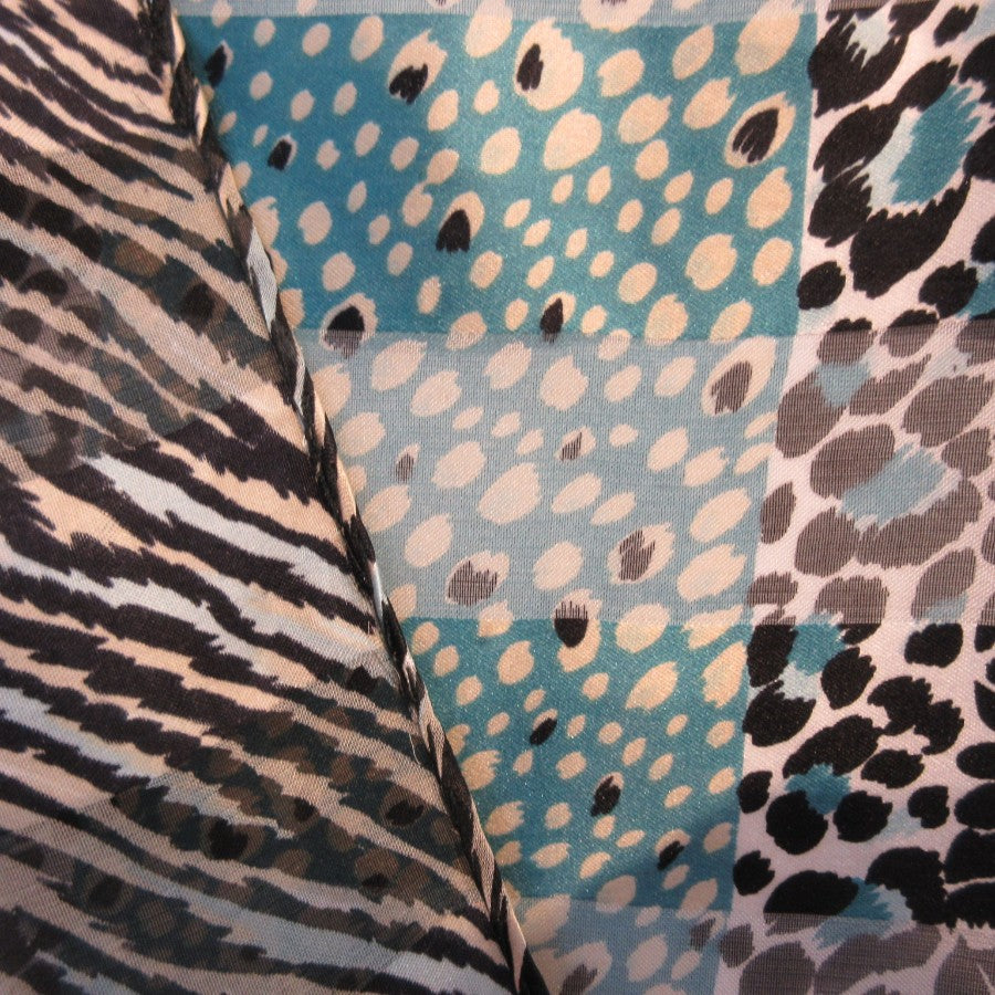 Animal Print Floral Polyester Scarf - Long - 5373