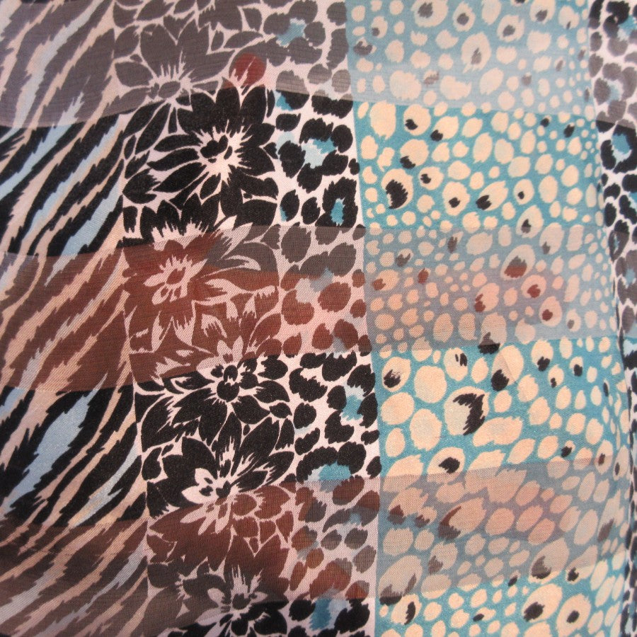 Animal Print Floral Polyester Scarf - Long - 5373