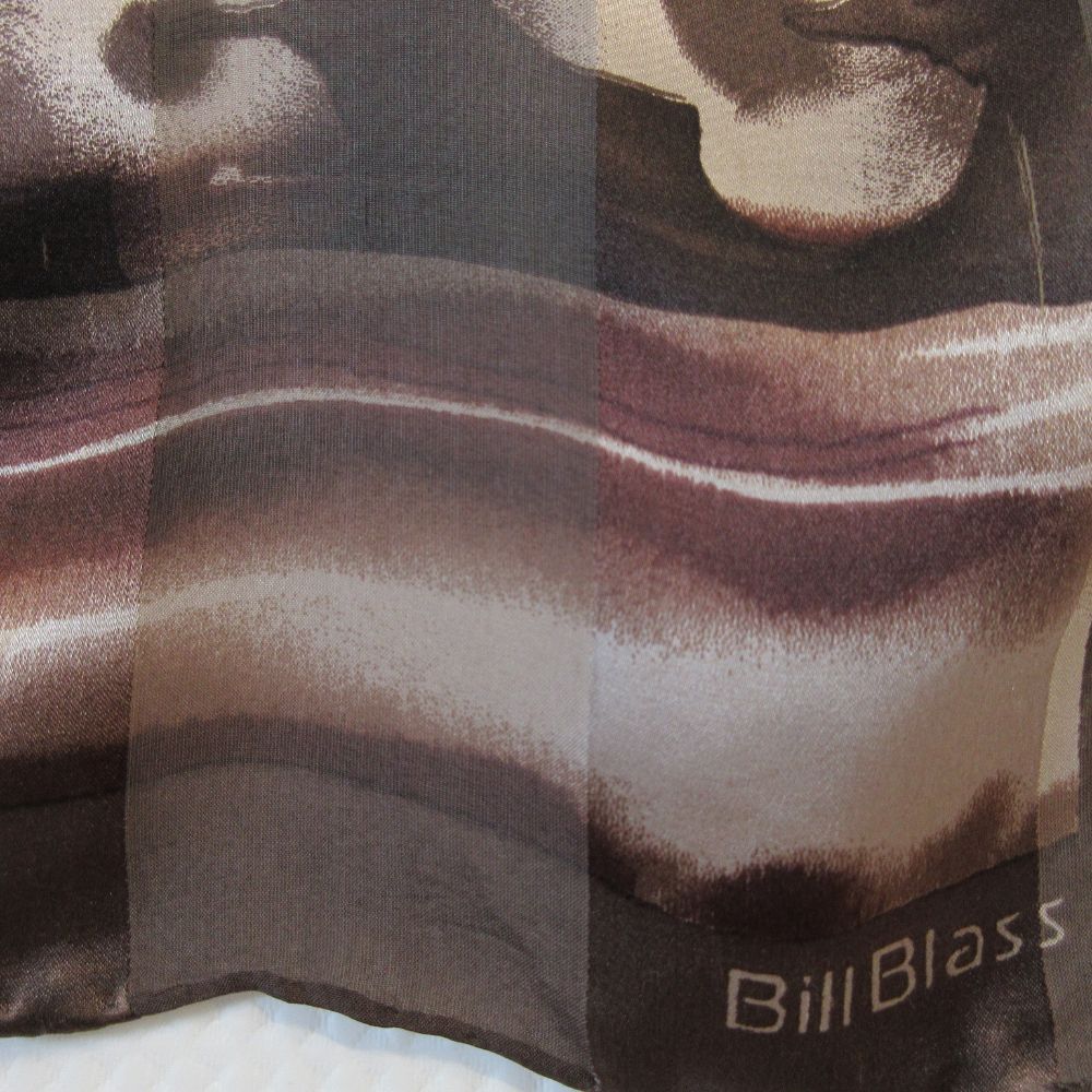 Bill Blass Designer Floral Silk Scarf - Long - 5391