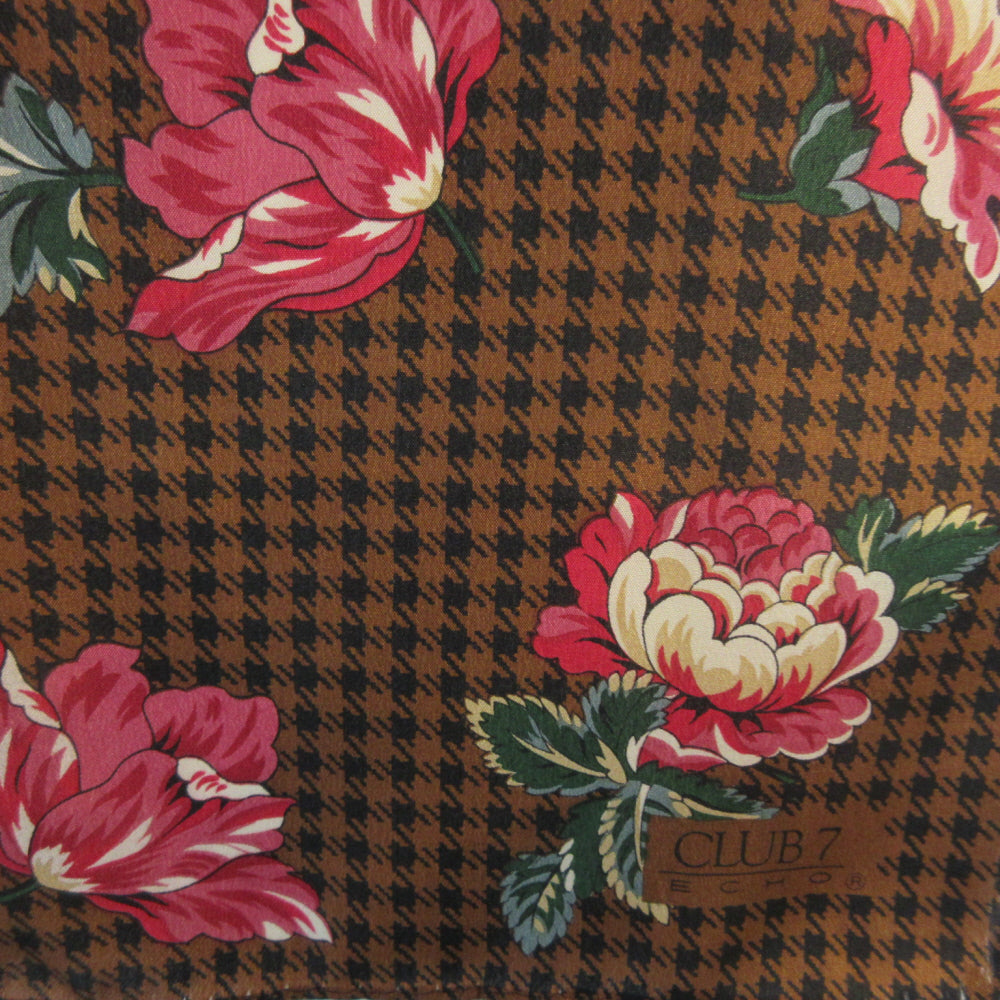 Echo Floral Houndstooth Silk Scarf - Long - 5396