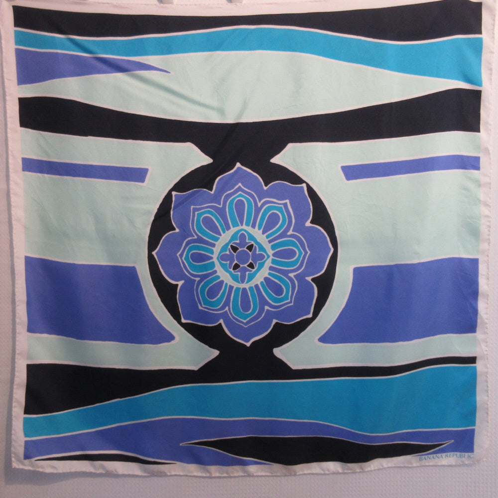 Banana Republic Abstract Floral Silk Scarf - Square - 5393