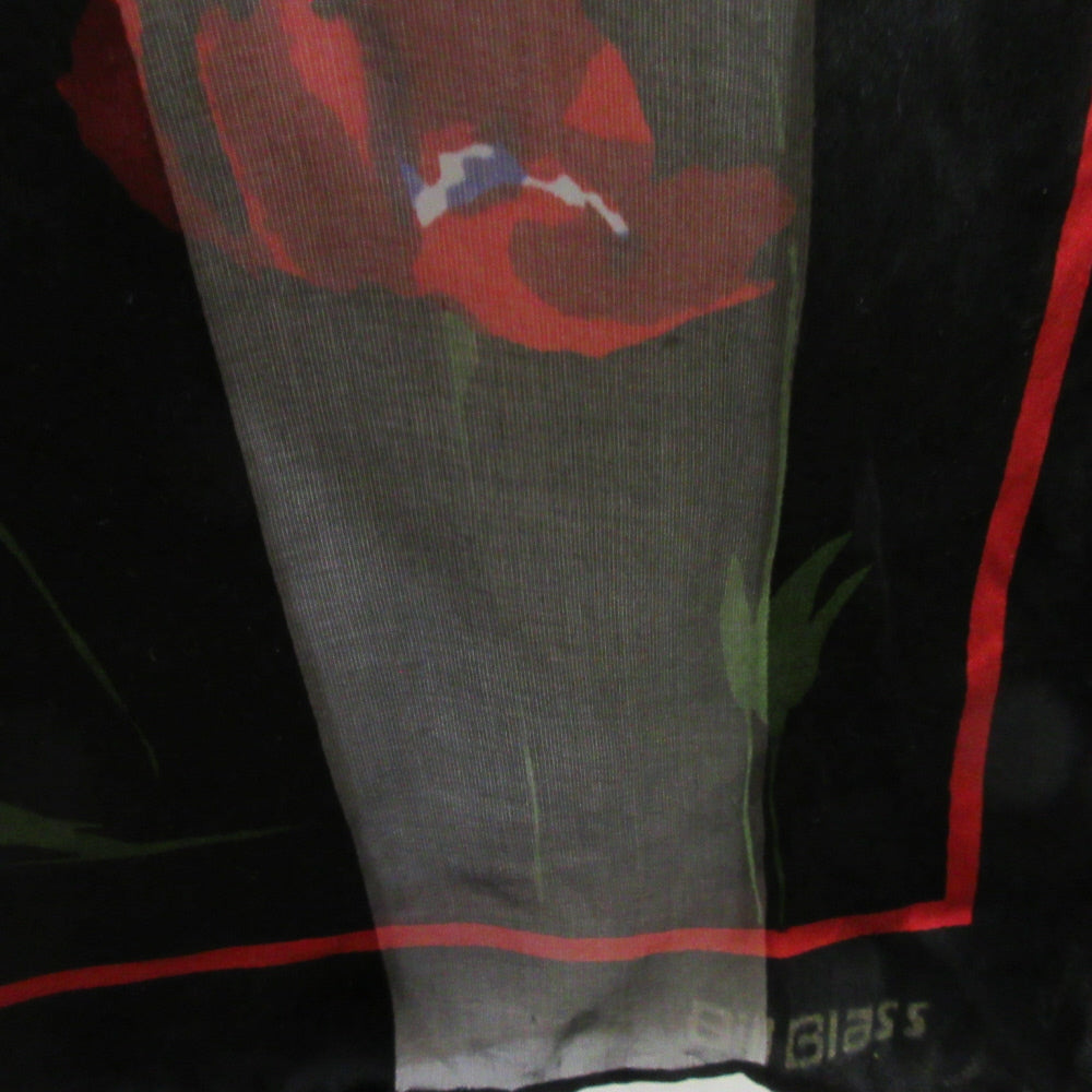 Bill Blass Designer Floral Silk Scarf - Long - 5533