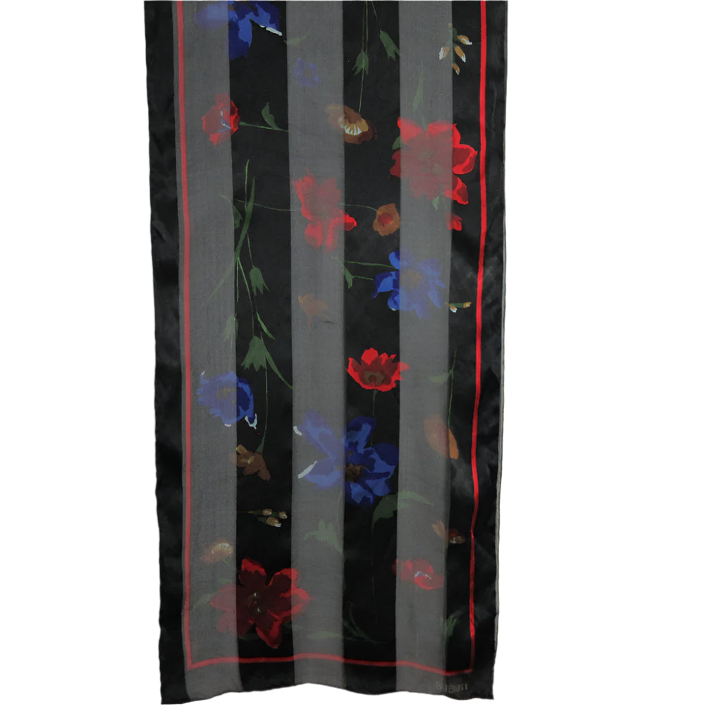 Bill Blass Designer Floral Silk Scarf - Long - 5533