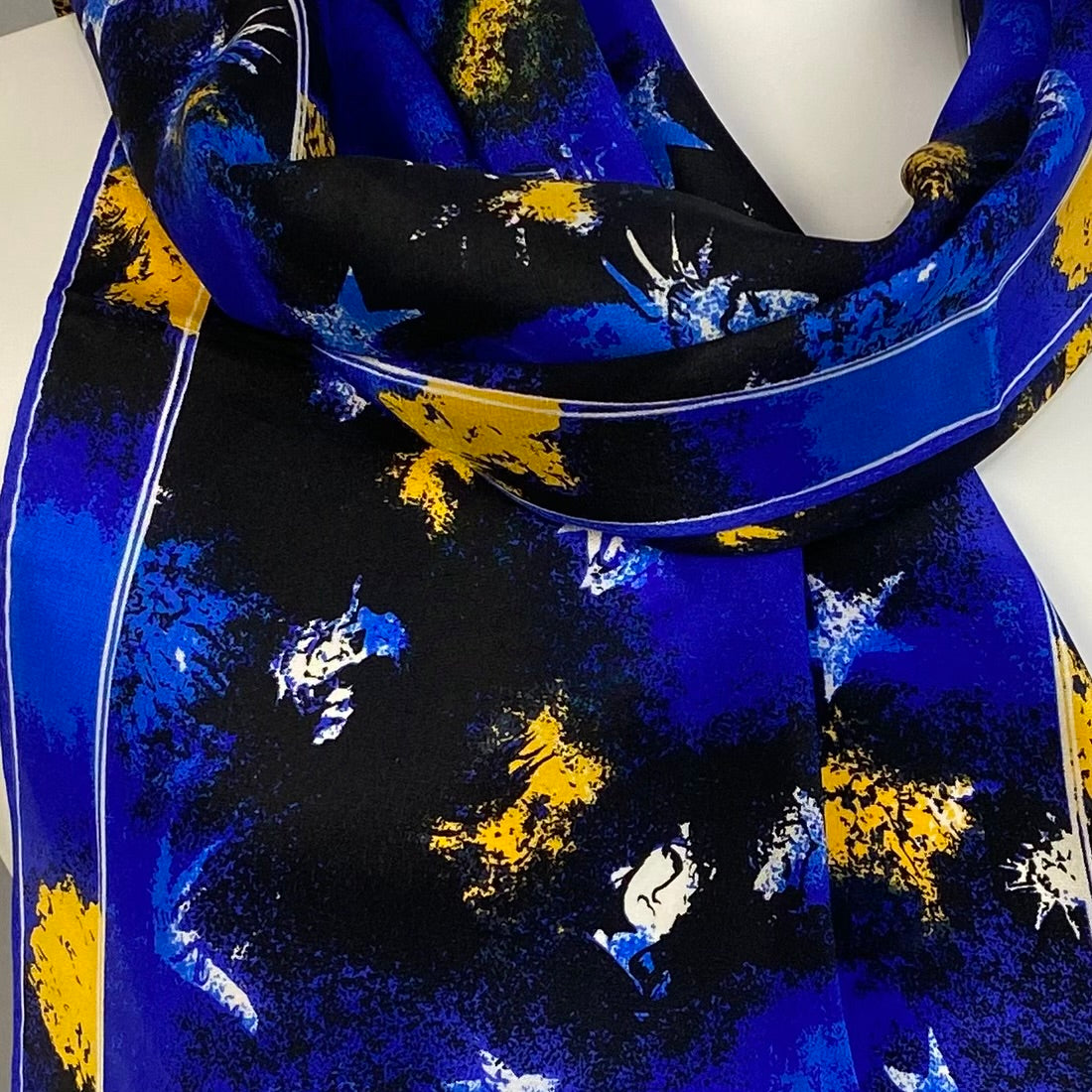 Albert Nipon Abstract Art Silk Scarf - Long - 5060