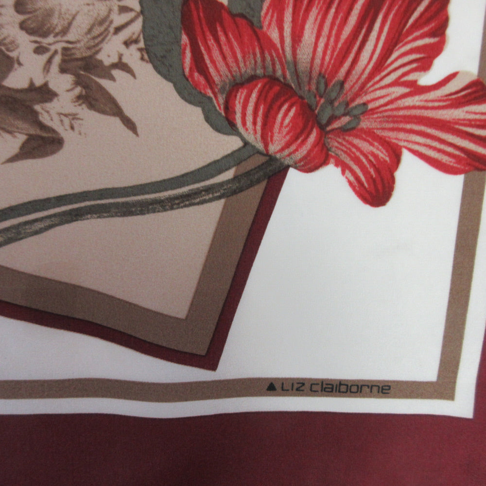 Liz Claiborne Flowers Silk Scarf - Long - 5534
