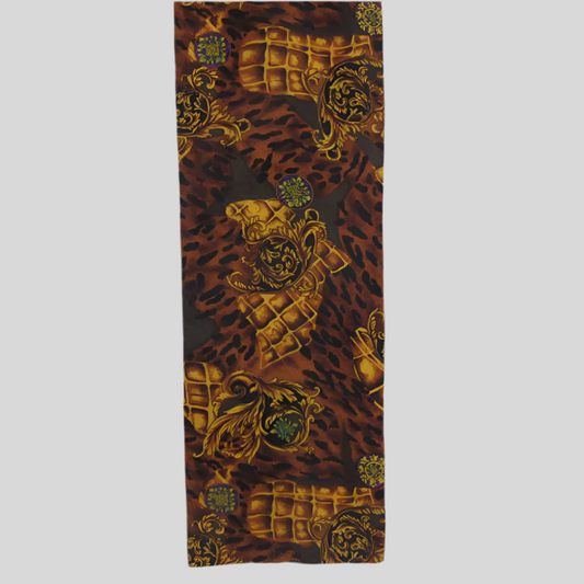 Animal Print Silk Scarf - Long - 4454
