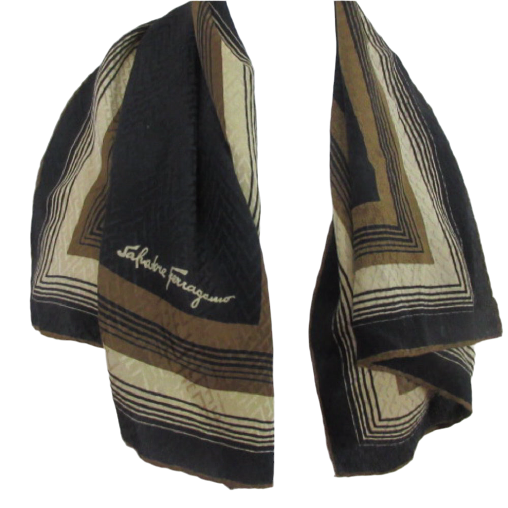 SALVATORE FERRAGAMO 14" x 32" Long Silk Scarf - Chevron - 3550