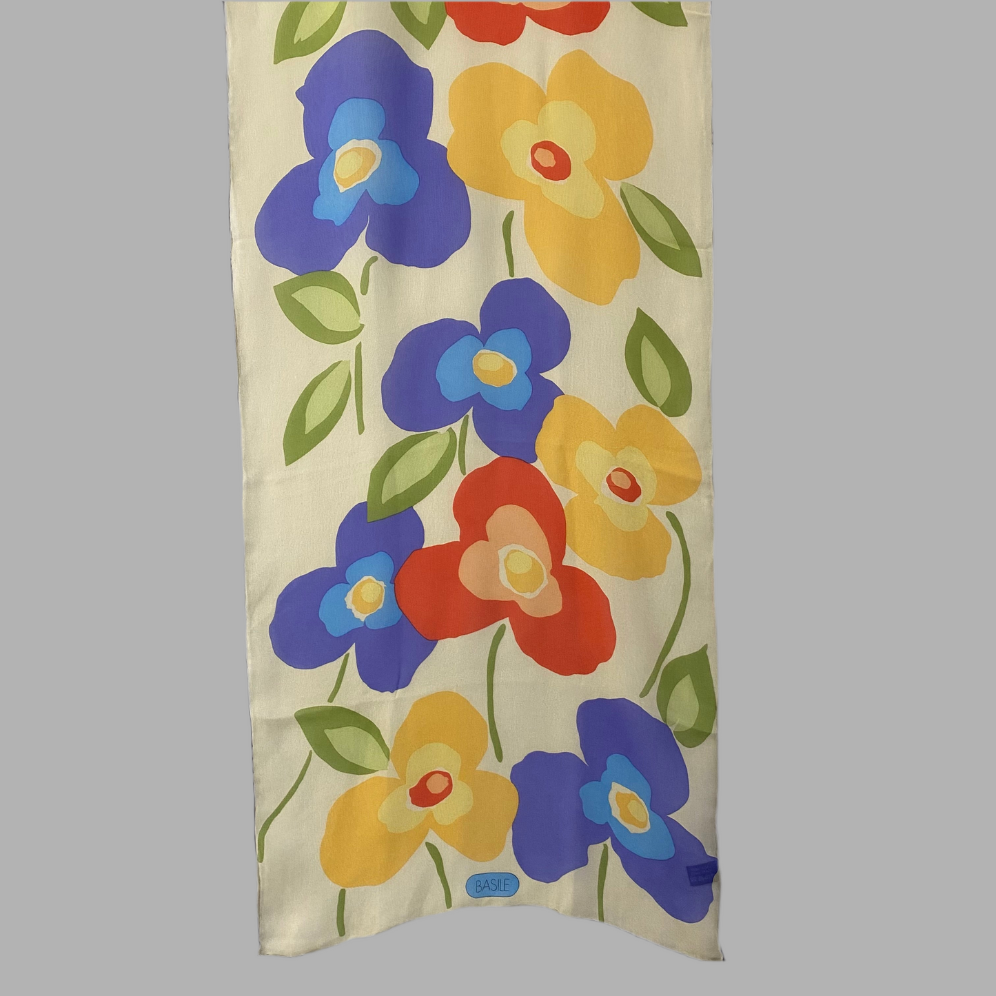 Basile Art Floral Silk Scarf - Long - 5054