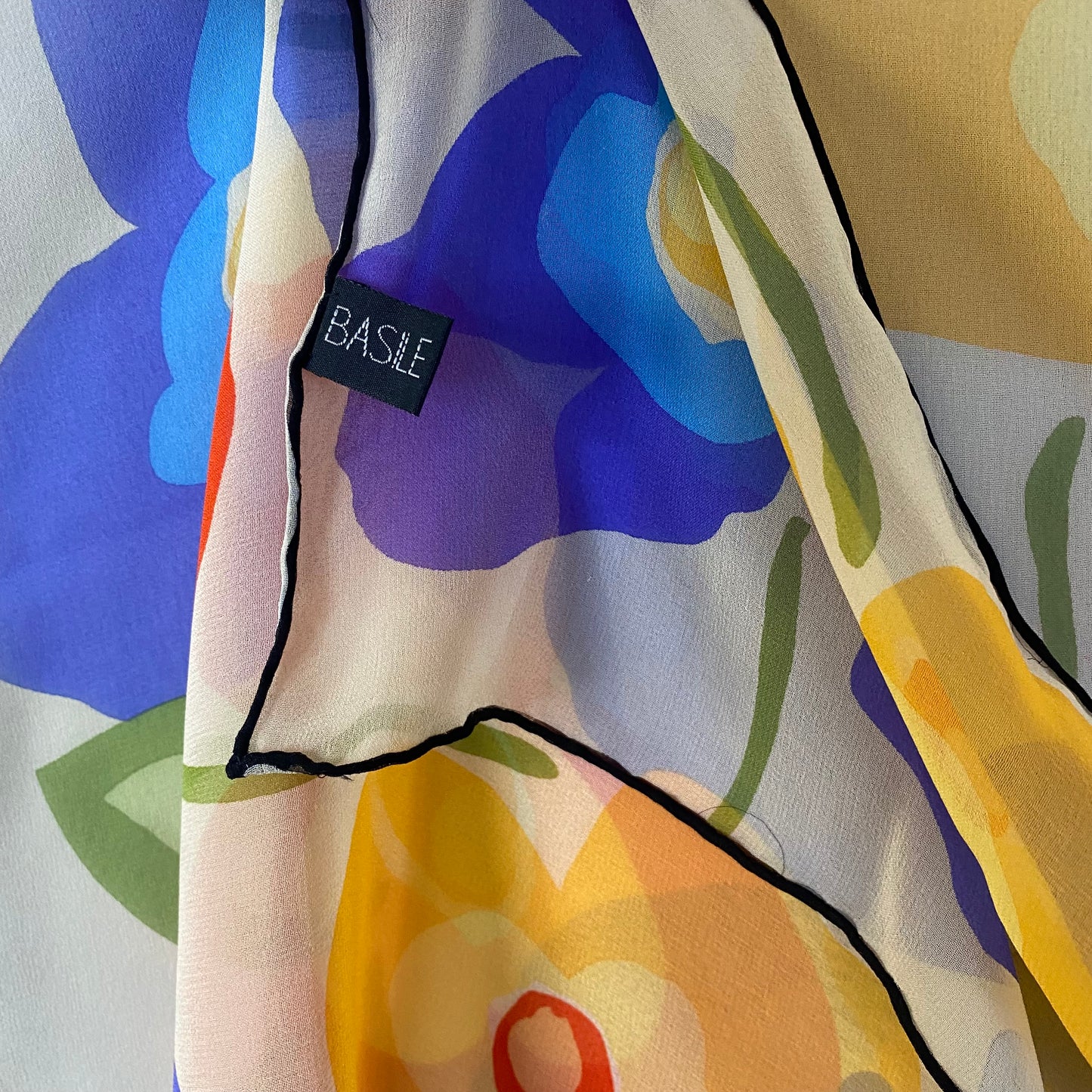 Basile Art Floral Silk Scarf - Long - 5054