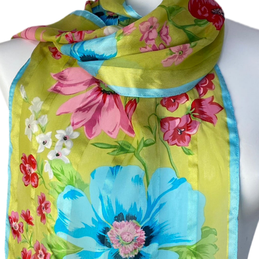 ADRIENNE VITTADINI Silk Scarf - Floral - 11" x 52" Long - 4998