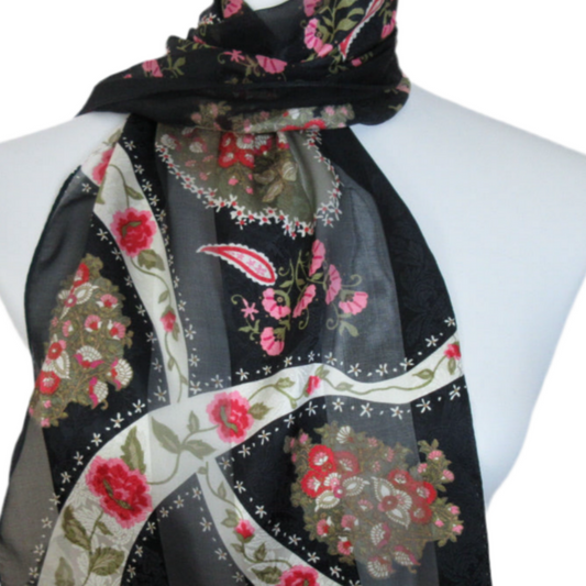 Harve Benard Floral Paisley Silk Scarf - Long - 5399