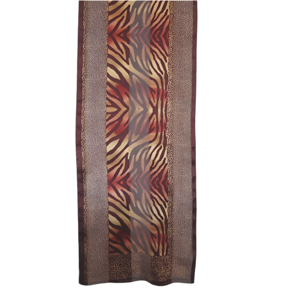 Animal Print Design Silk Scarf - Long - 5323