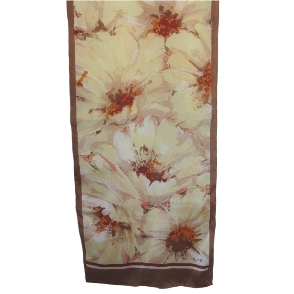 Bill Blass Floral Silk Scarf - Long - 5389