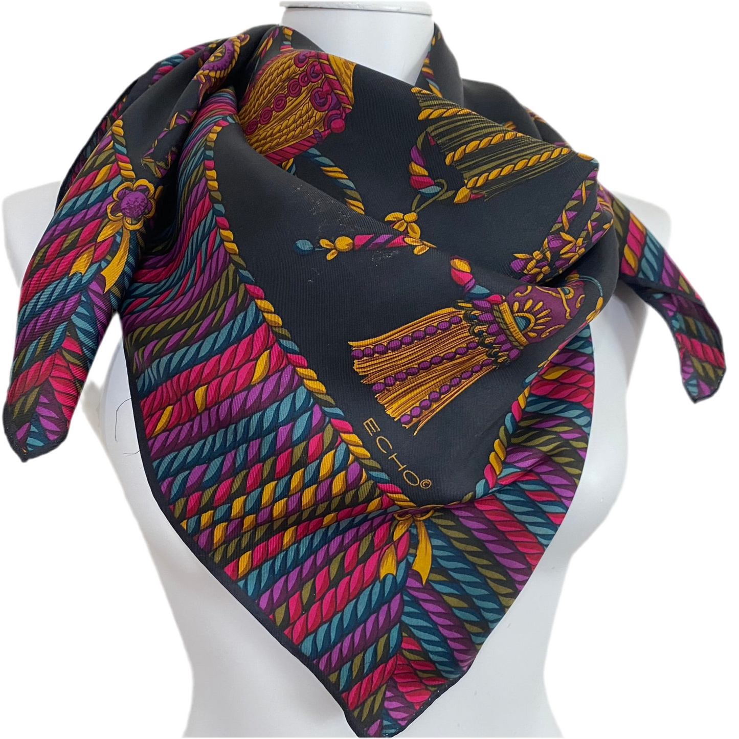 Echo Regal Tassels Silk Scarf - Square - 5272