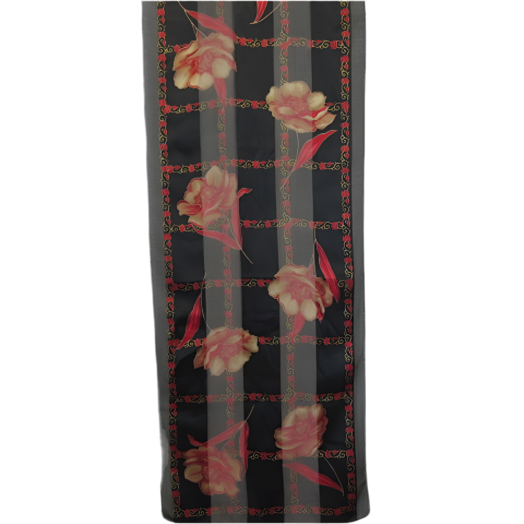 Roses Floral Silk Scarf - Long - 5338