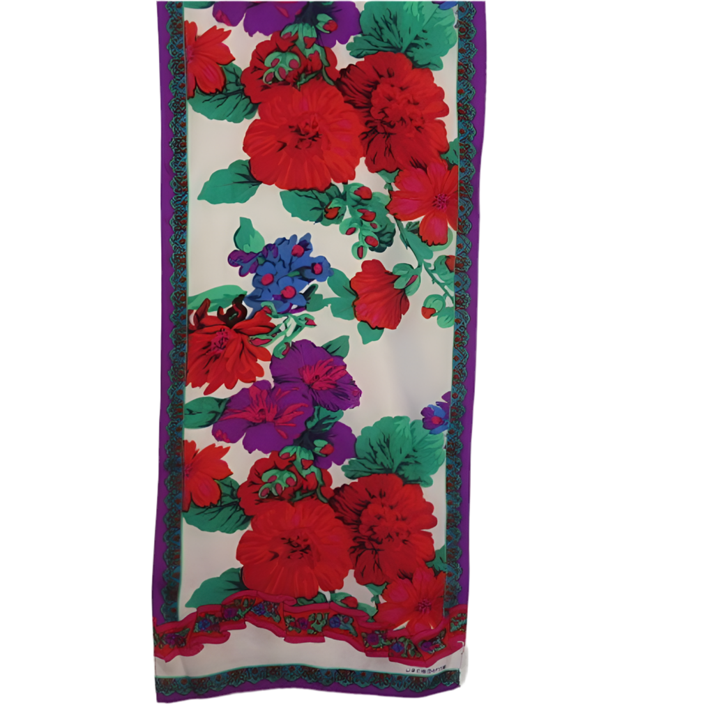LIZ CLAIBORNE Silk Scarf - Floral - 10" x 51" Long - 5339