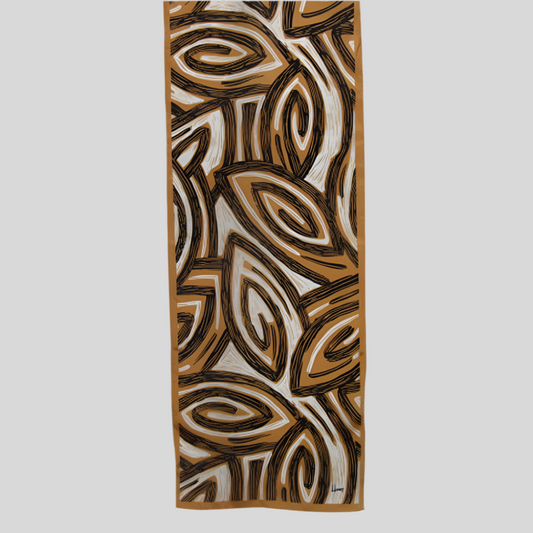 Honey Abstract Silk Scarf - Long – 4423