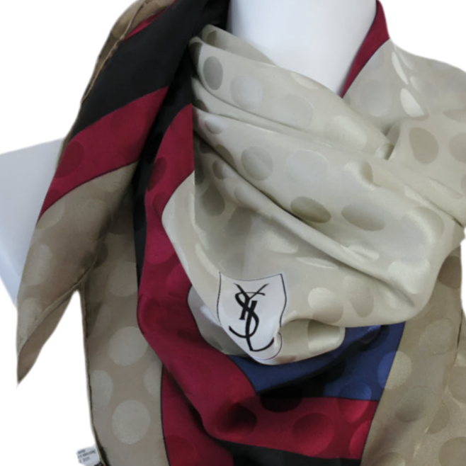 Vintage YVES SAINT LAURENT Silk Scarf - 35" Square - 5312