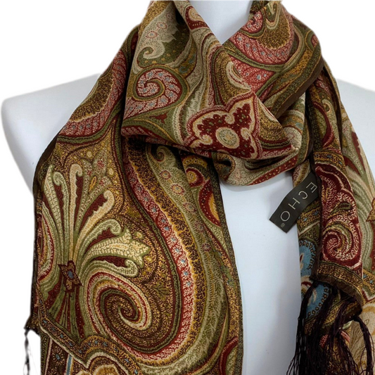 Echo Paisley Art Silk Scarf - Long – 5165