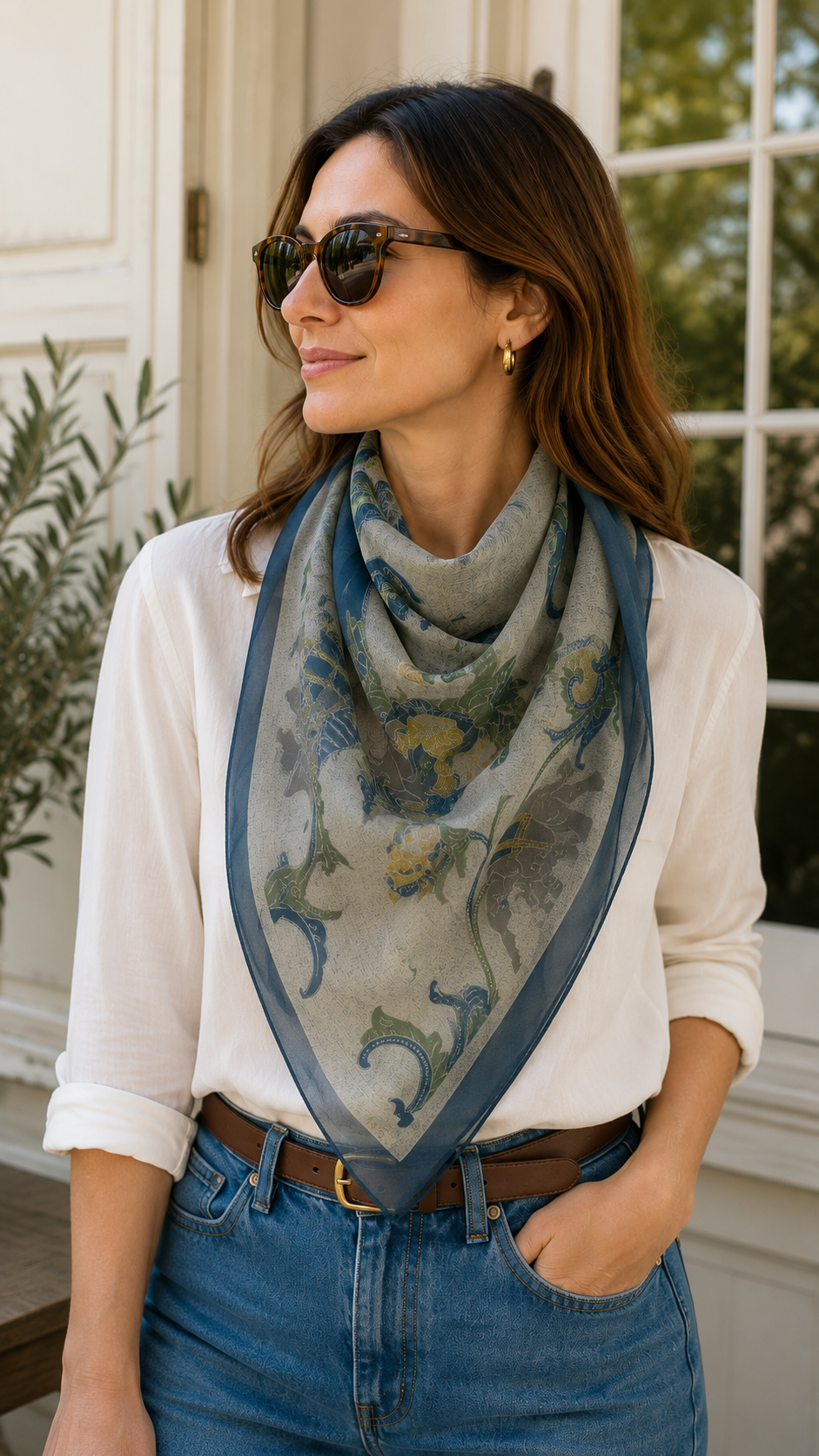 Giorgio Armani Silk Scarf - Elephant Art - 35" Square