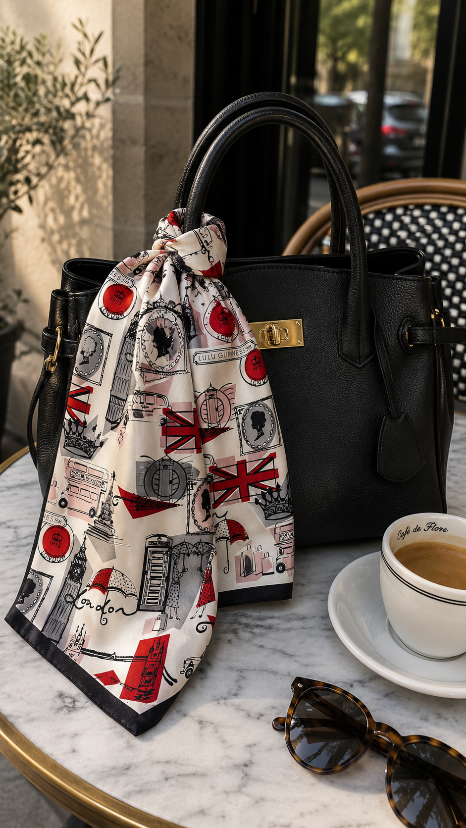 Lulu Guinness Silk Scarf - London Travel Art - 29" Square