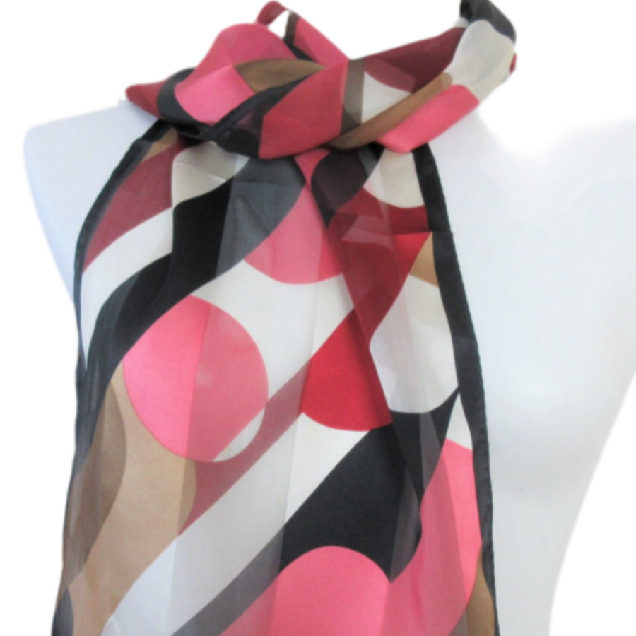 Oscar de la Renta Geometric Silk Scarf - Long - 5358