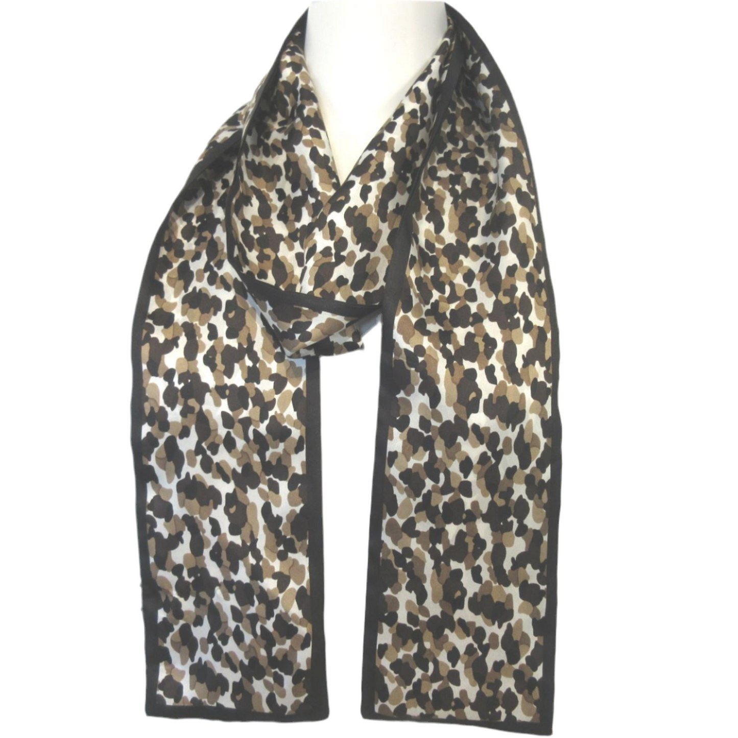 Animal Print 2 Ply Silk Scarf - Long - 5387