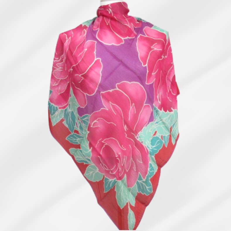 OSCAR DE LA RENTA Silk Scarf - Floral - 31" Square - 5615