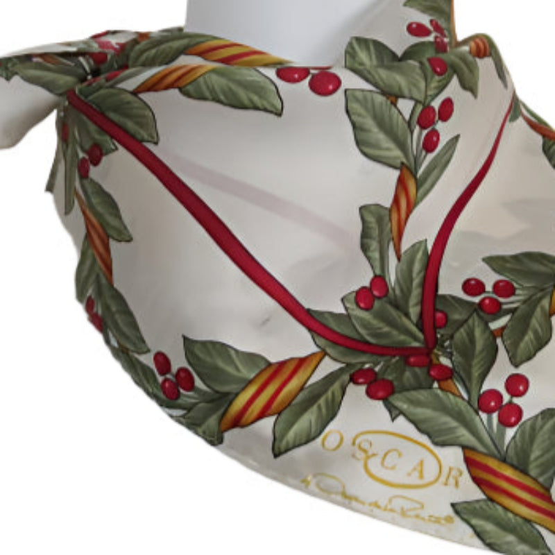 Oscar de la Renta Christmas Silk Scarf - 21" Square - 5557
