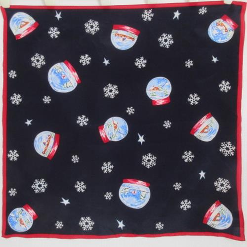 TALBOTS Square Silk Scarf - Christmas Snow Globes Design - 5301